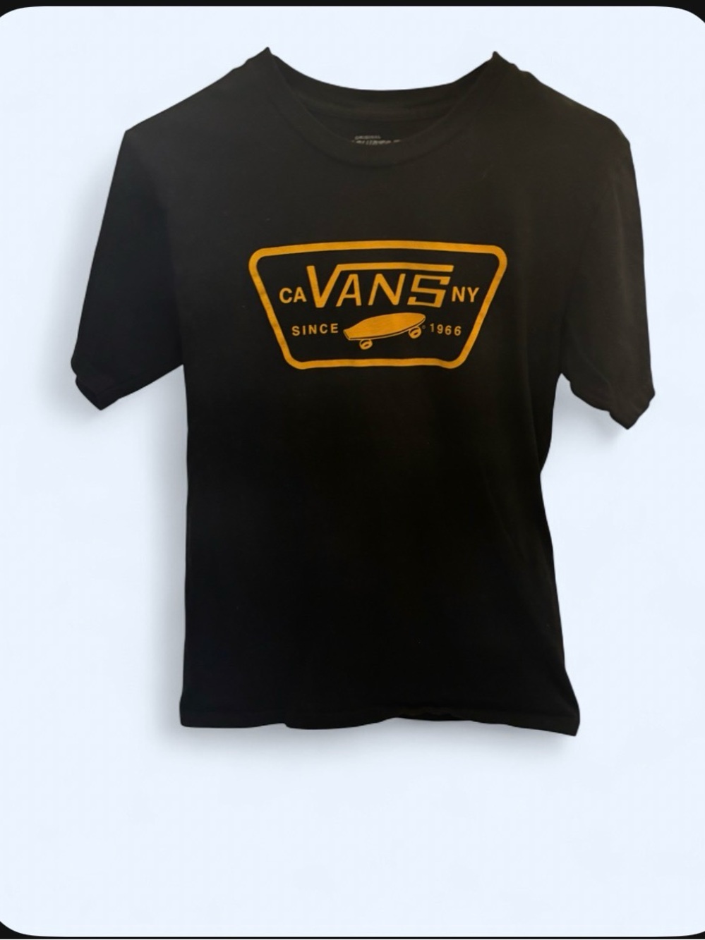 Vans Black Tee with Gold Skate Logo